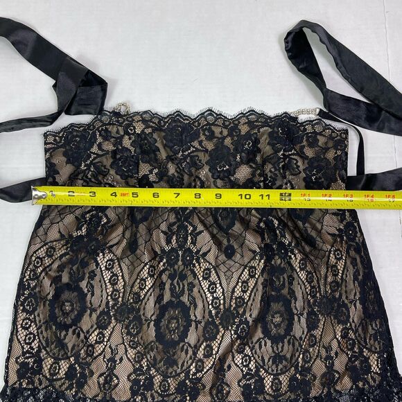 VTG Y2K Rosalie Babydoll Tank Top S Black Lace Overlay Sheer Whimsigoth - Picture 13 of 14